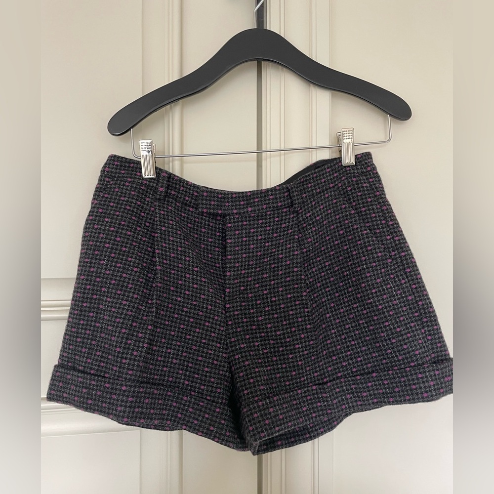 RED Valentino Women's Black and Pink Checkered Shorts